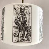 50s-60s pendant light in black and white opaline glass