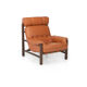 Fauteuil brutaliste et pouf en cuir de cognac, années 1970