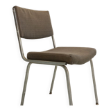 Office chair in chromed steel and grey fabric