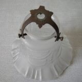 Ancienne tulipe globe abat jour de lustre lampe luminaire verre et griffe 11 cm