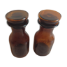 2 amber glass jars