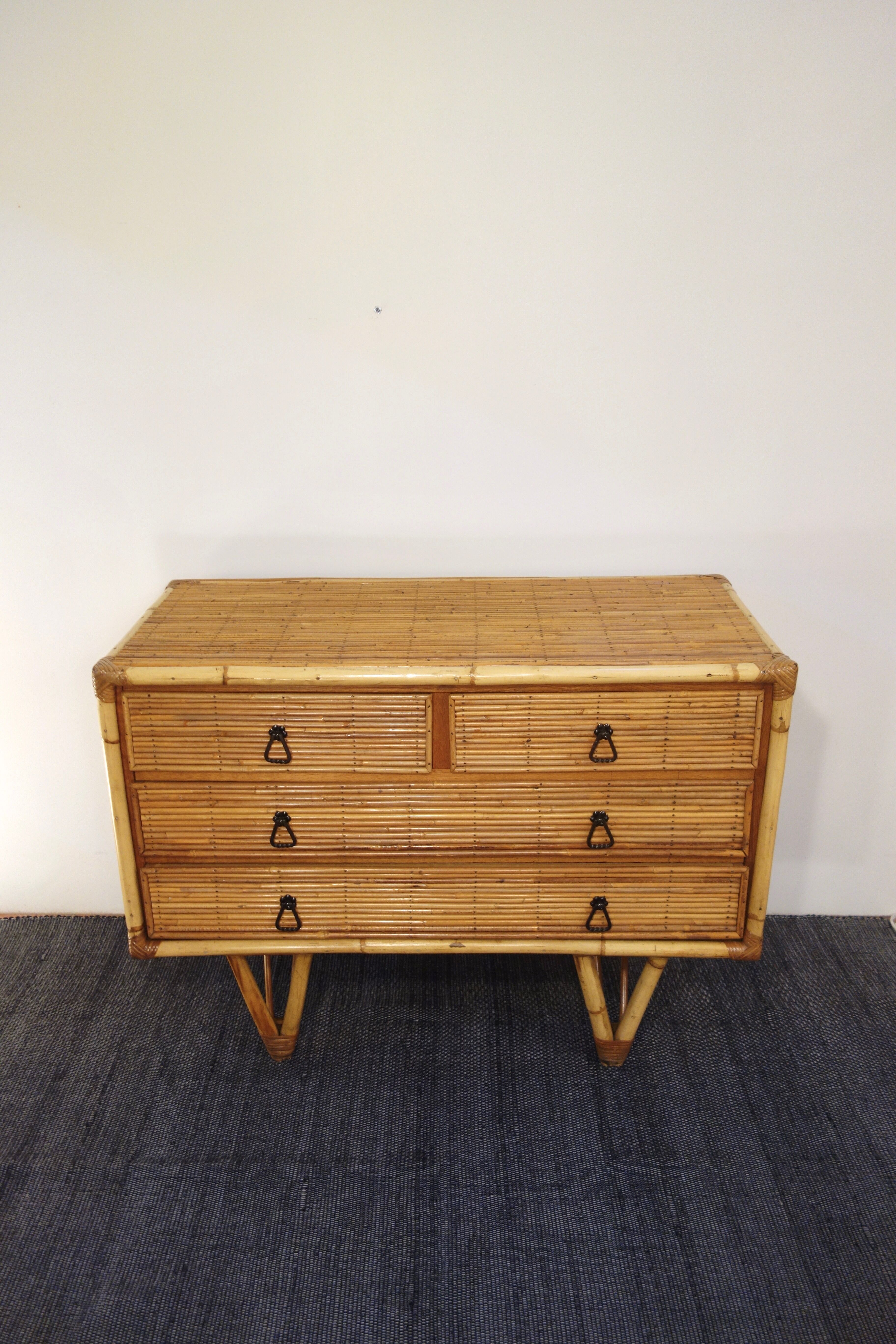 Rattan and bamboo chest of drawers