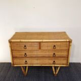 Rattan and bamboo chest of drawers