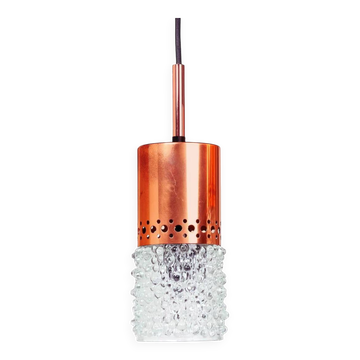 Copper and bubble glass pendant light by veb narva leuchten, germany, year