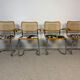 4 fauteuils cannés chrome et bois années 70