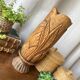 Large sculpted vase made of solid wood