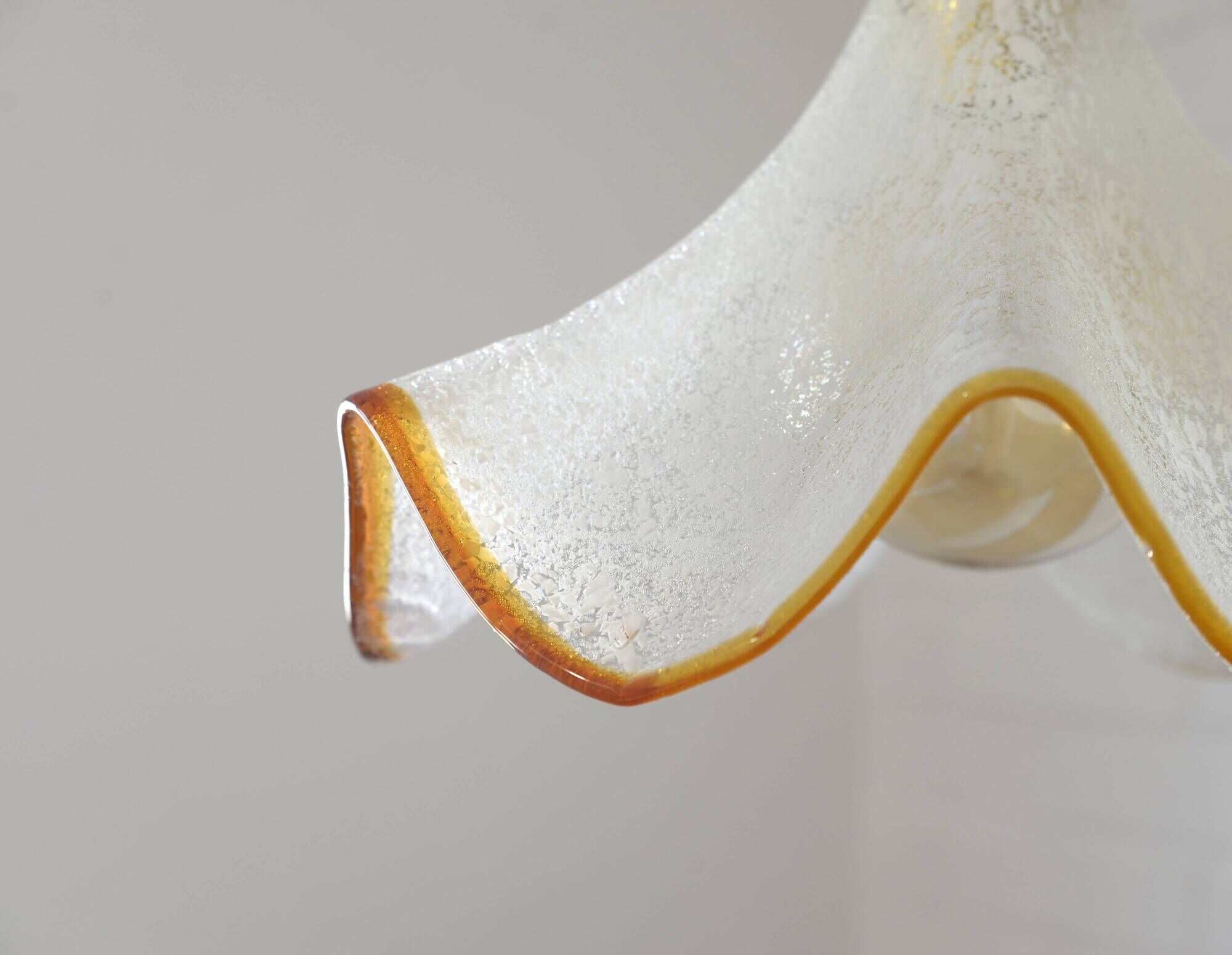 Hand Blown Murano Glass Pendant Light – Amber Rim, 1970s Italy Design