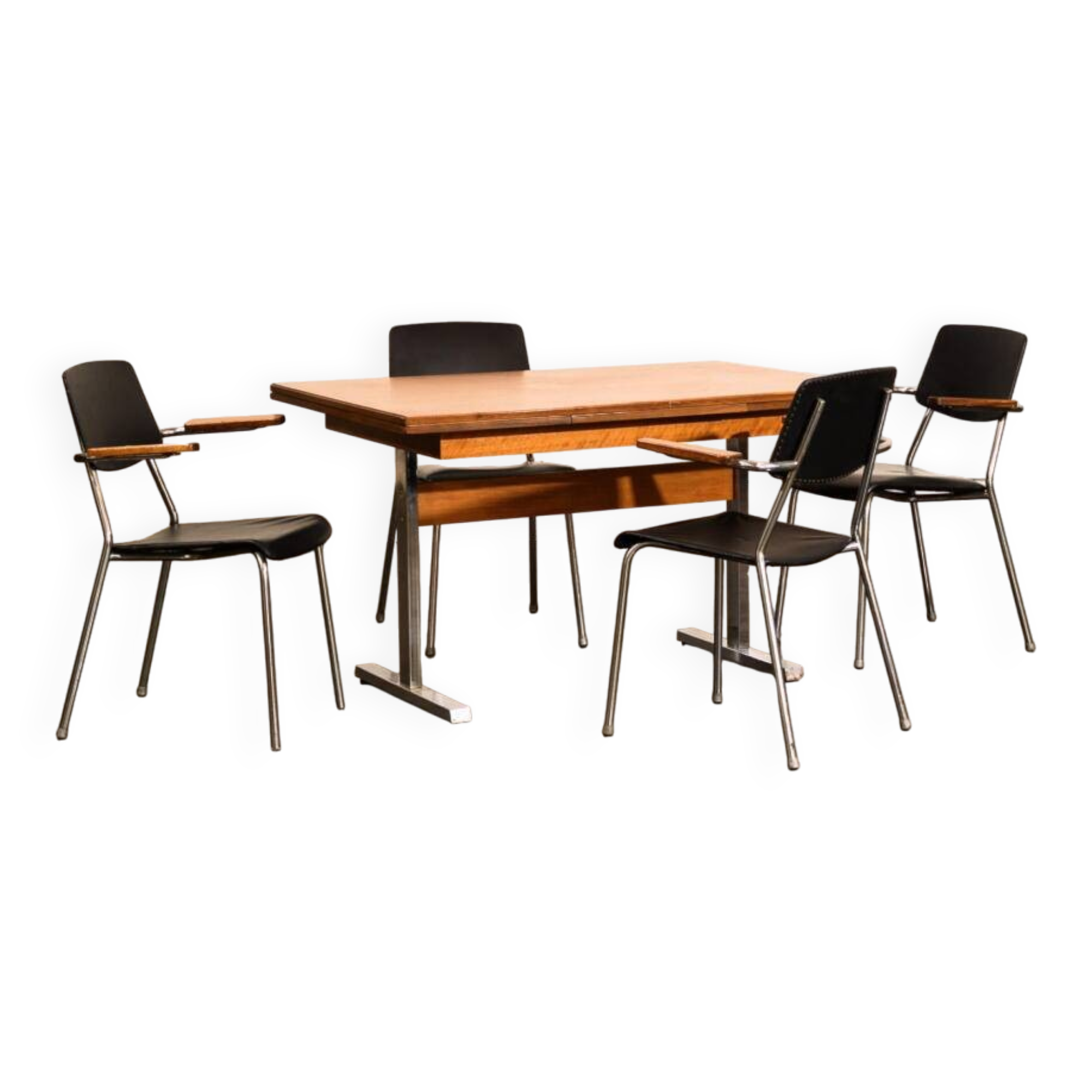 Extendable work table with chrome legs