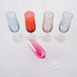 Set of coloured wine glasses, 1960s, made in Czechoslovakia