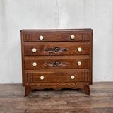Chest of drawers semainier chiffonnier vintage oak 1950 style Art deco