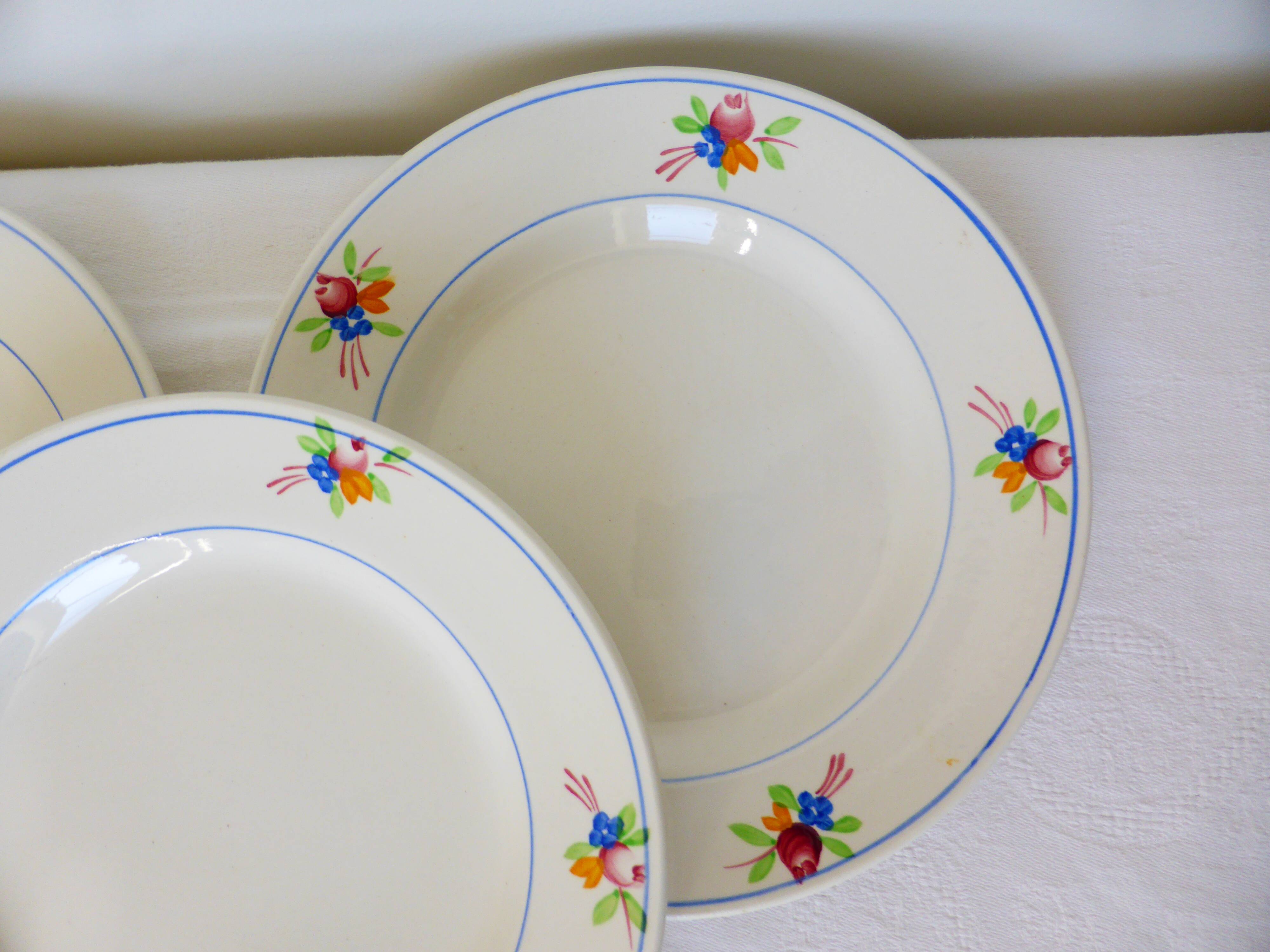 Série de 4 assiettes dessert vintage de la manufacture de Gien Nice 210687