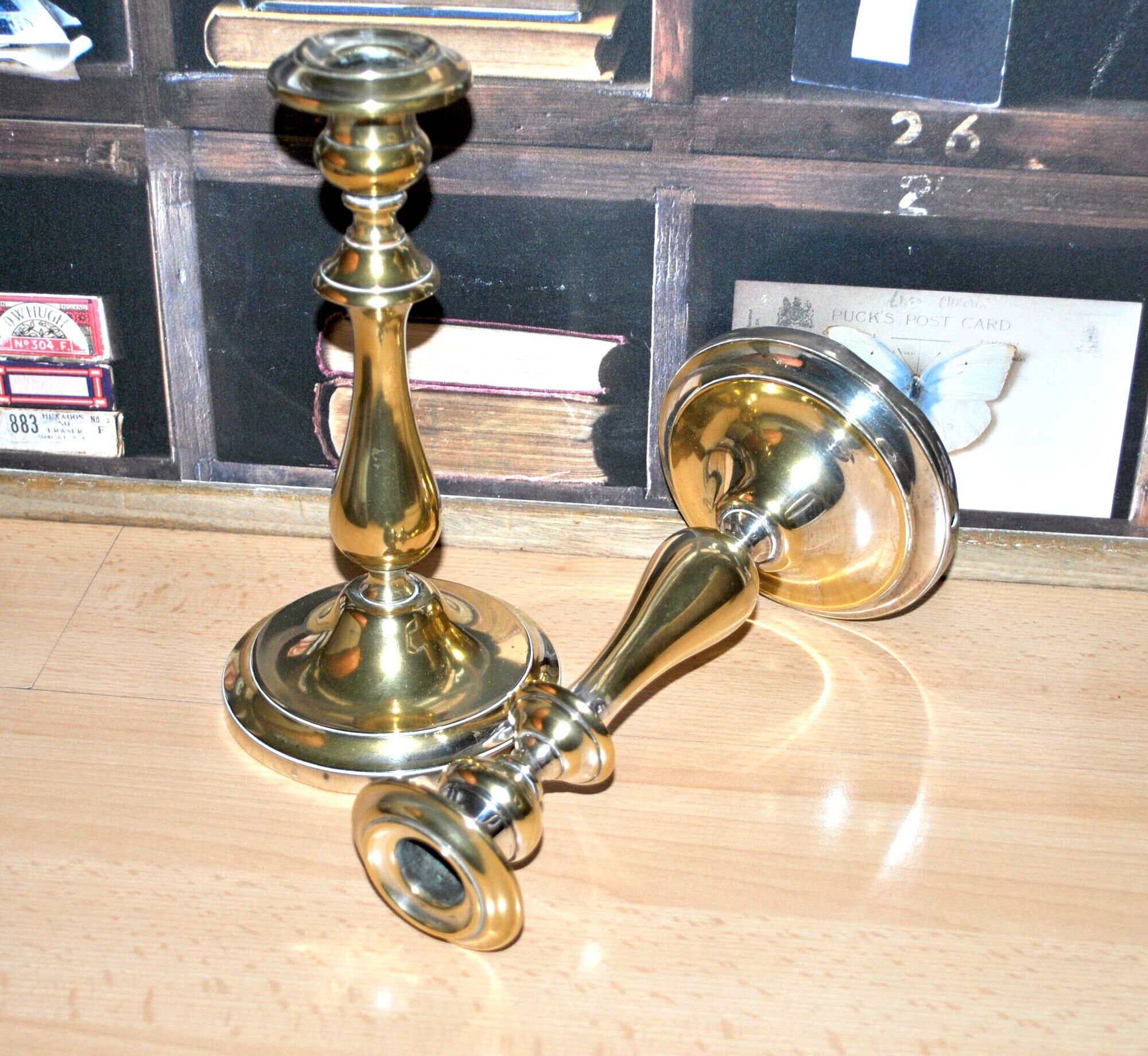 Antique candle holders in christofle brass punched gold