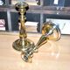 Antique candle holders in christofle brass punched gold