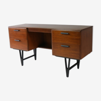 1960’s English mid century dark teak vintage desk