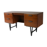 1960’s English mid century dark teak vintage desk