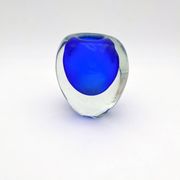 Murano Sommerso Cobalt Blue Vase 11cm 1kg Vintage Art Glass Design 60s