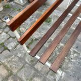 Bench in dark wood and white metal