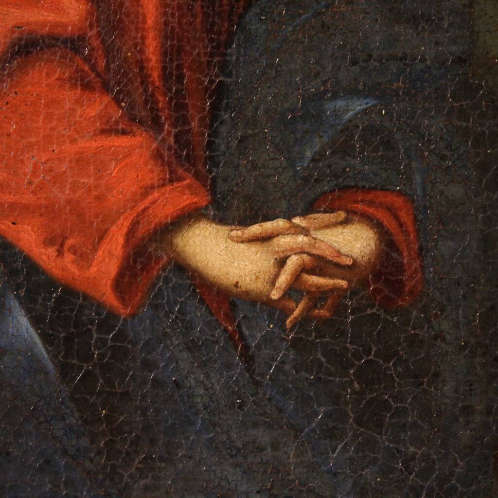 Antique Italian painting Christ with angels from the 17th century