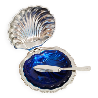 Stainless steel scallop butter dish