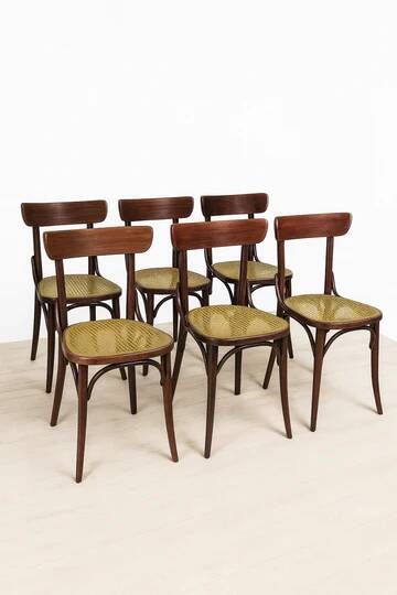 Set of 6 dining chairs, Thonet style, 1960s, Czechoslovakia