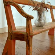 Large antique church bench 268 cm - Unique piece with flaking patina