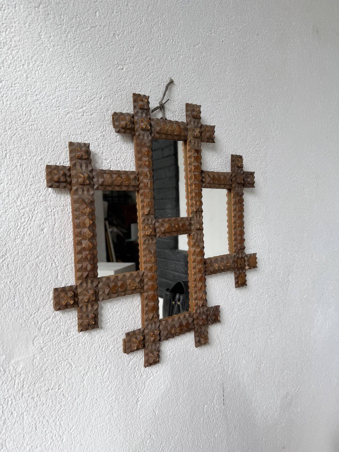 Paire de cadres miroirs Tramp Art 1900