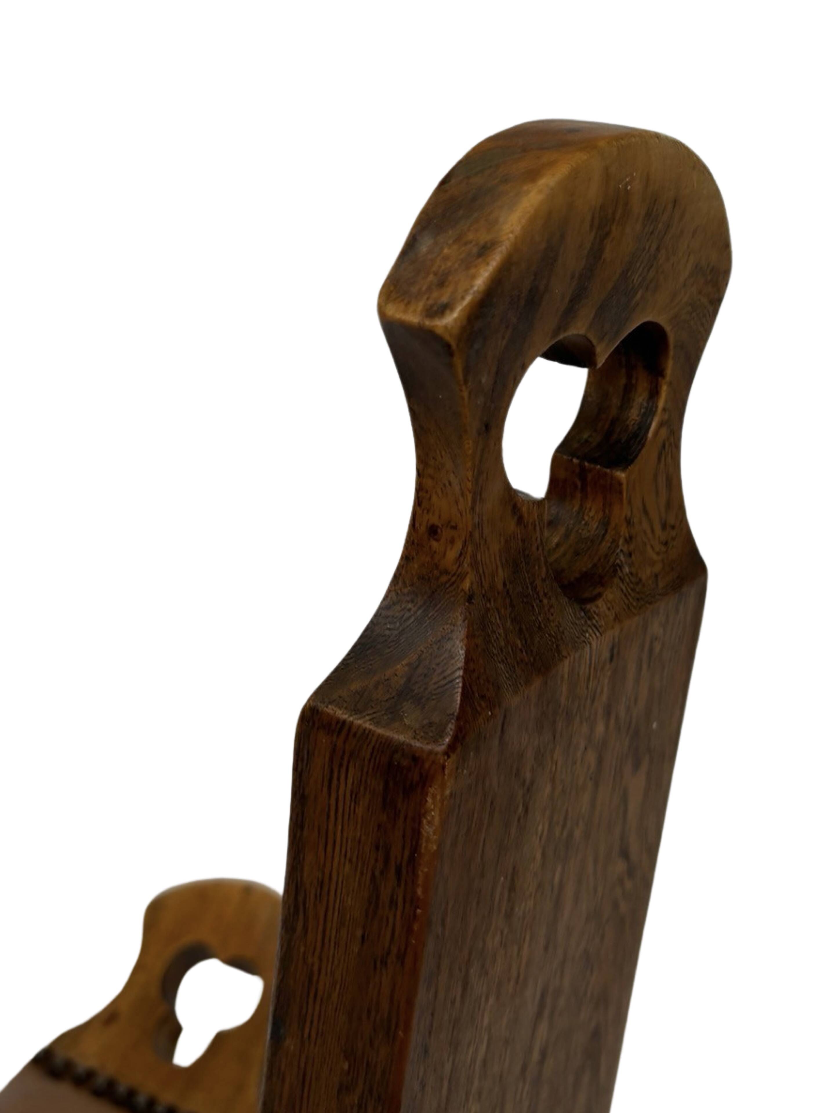 Vintage Spanish chair stool brutalist design wood