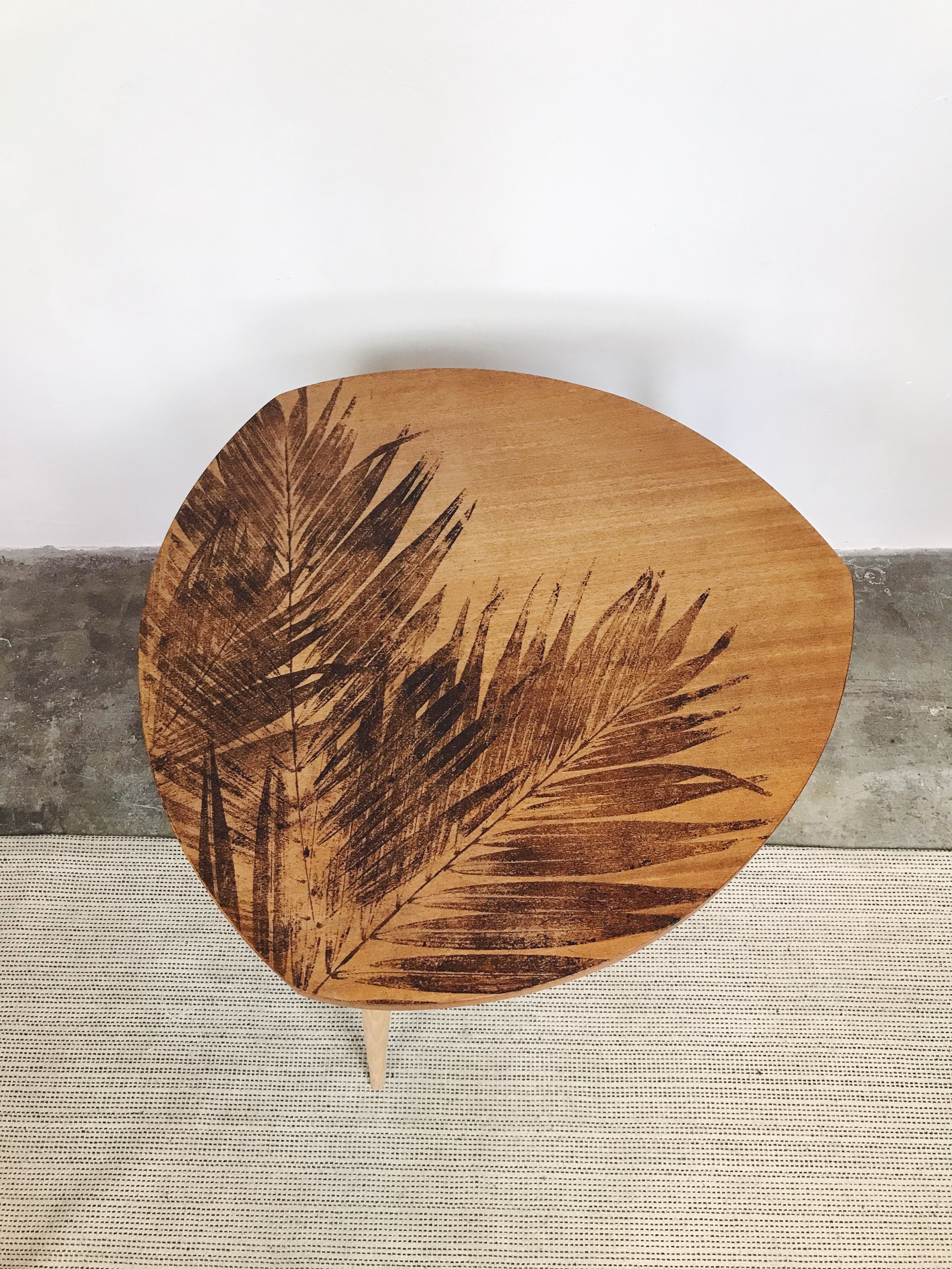 Wooden coffee table compass legs