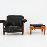 Armchair with footrest "Sheriff" by Sergio Rodrigues for ISA Bergam.