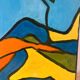 Abstract woman lying down, oil on cardboard signed.