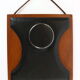 Two coat hangers, wood, leather and black leather, 70s