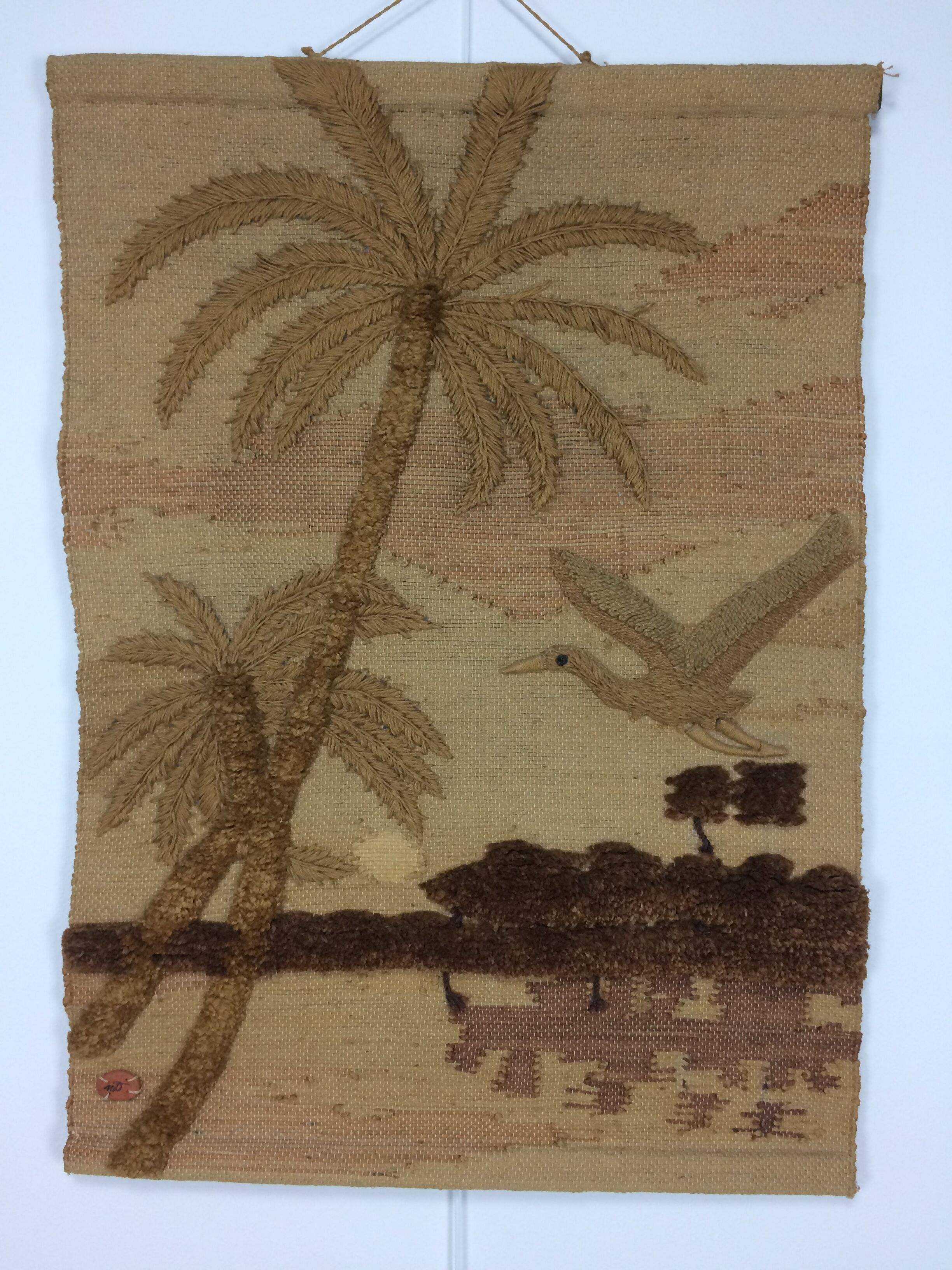 70's jute tapestry with palm trees jungle