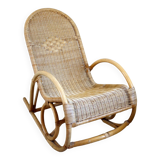 Vintage rattan bamboo rocking chair
