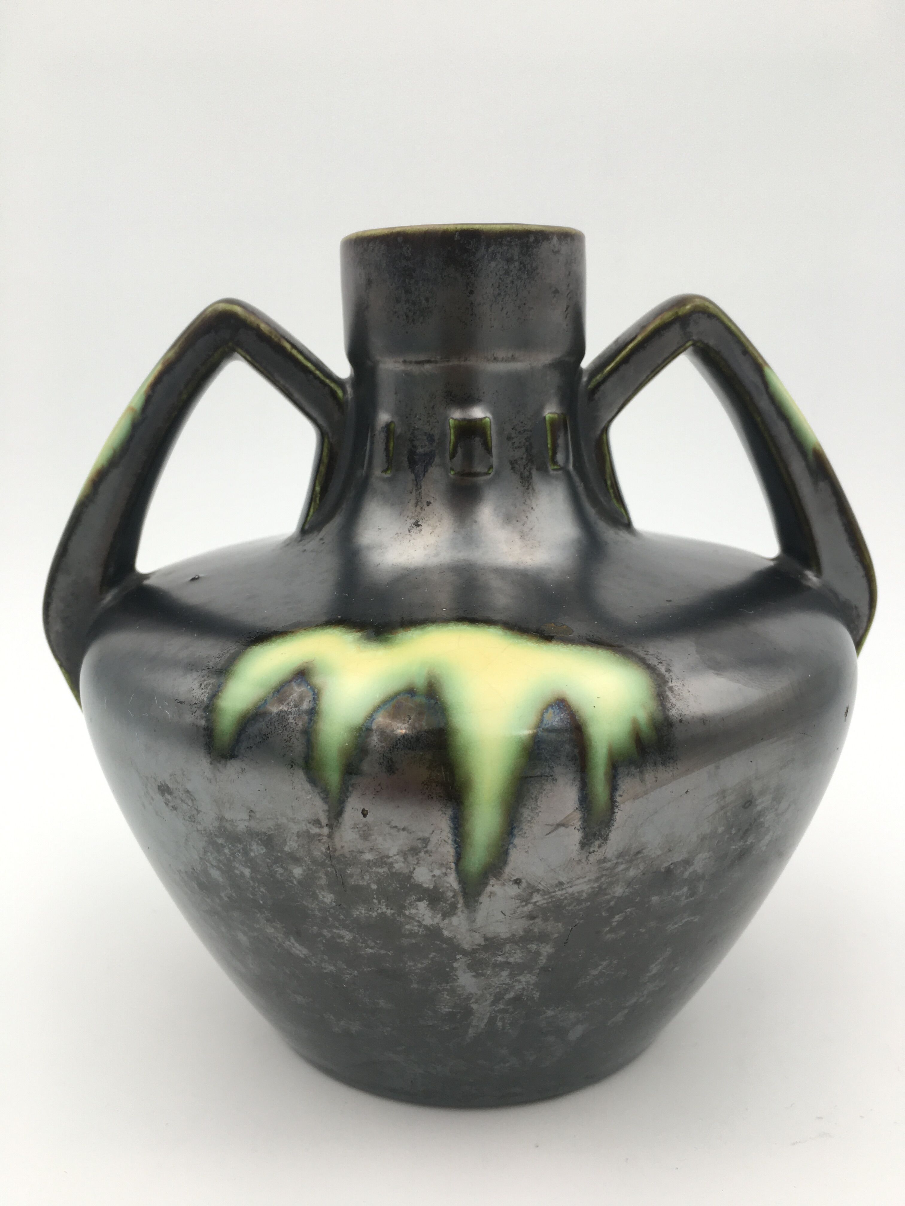 Art Deco vase in glazed ceramics, by Gustave De Bruyn, numbered - 1920s-1930s