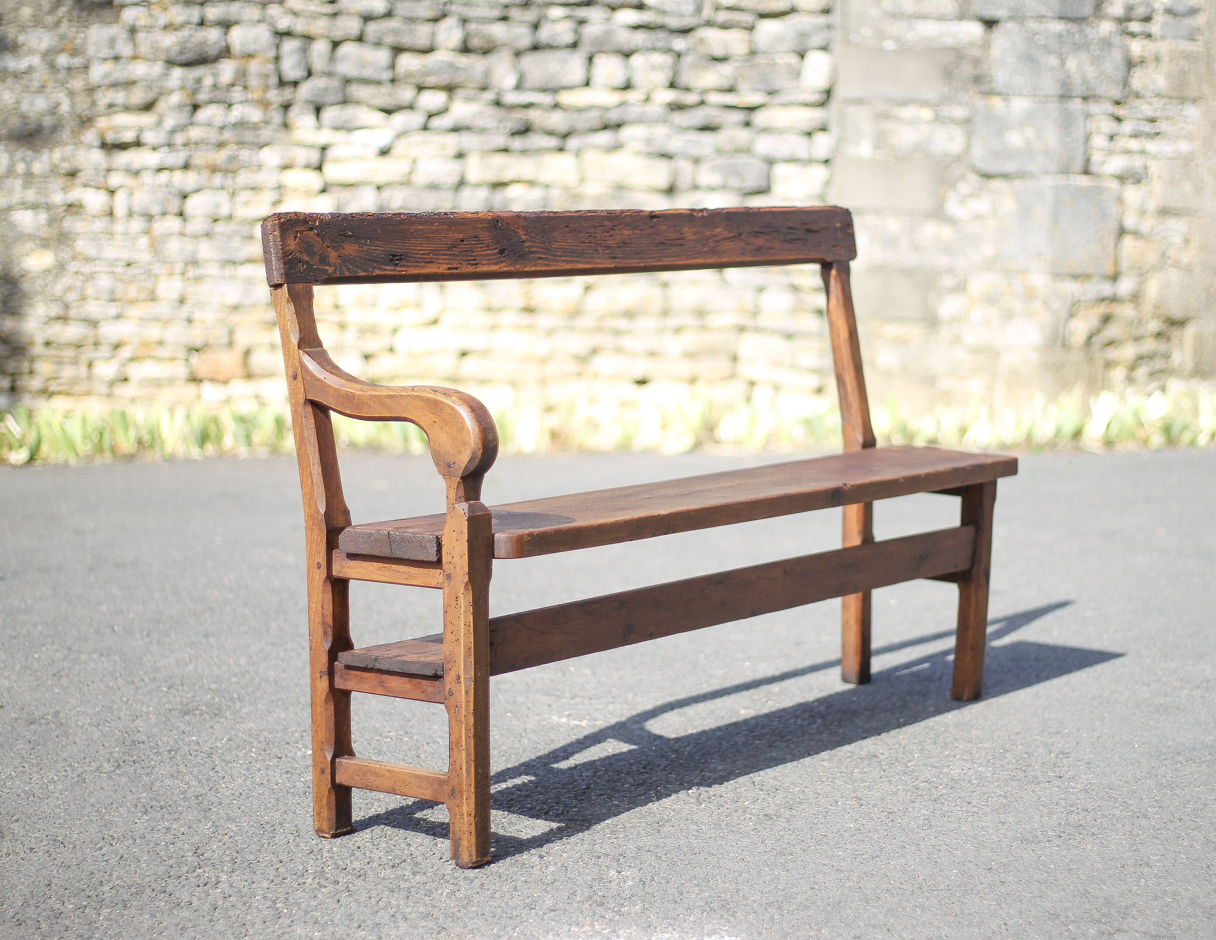 vintage wooden church bench, old wooden bench, bench, entrance hall, interior decoration