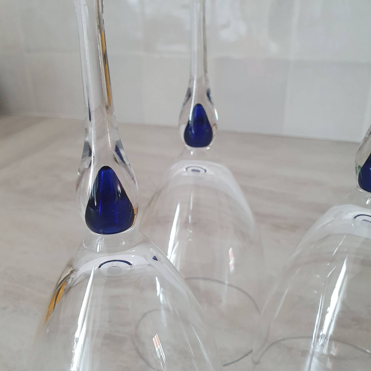 3 wine/water glasses Crystal d'Arques model Venice Sapphire blue