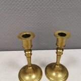 A set of vintage brass candlesticks. Denmark 1960-70s.