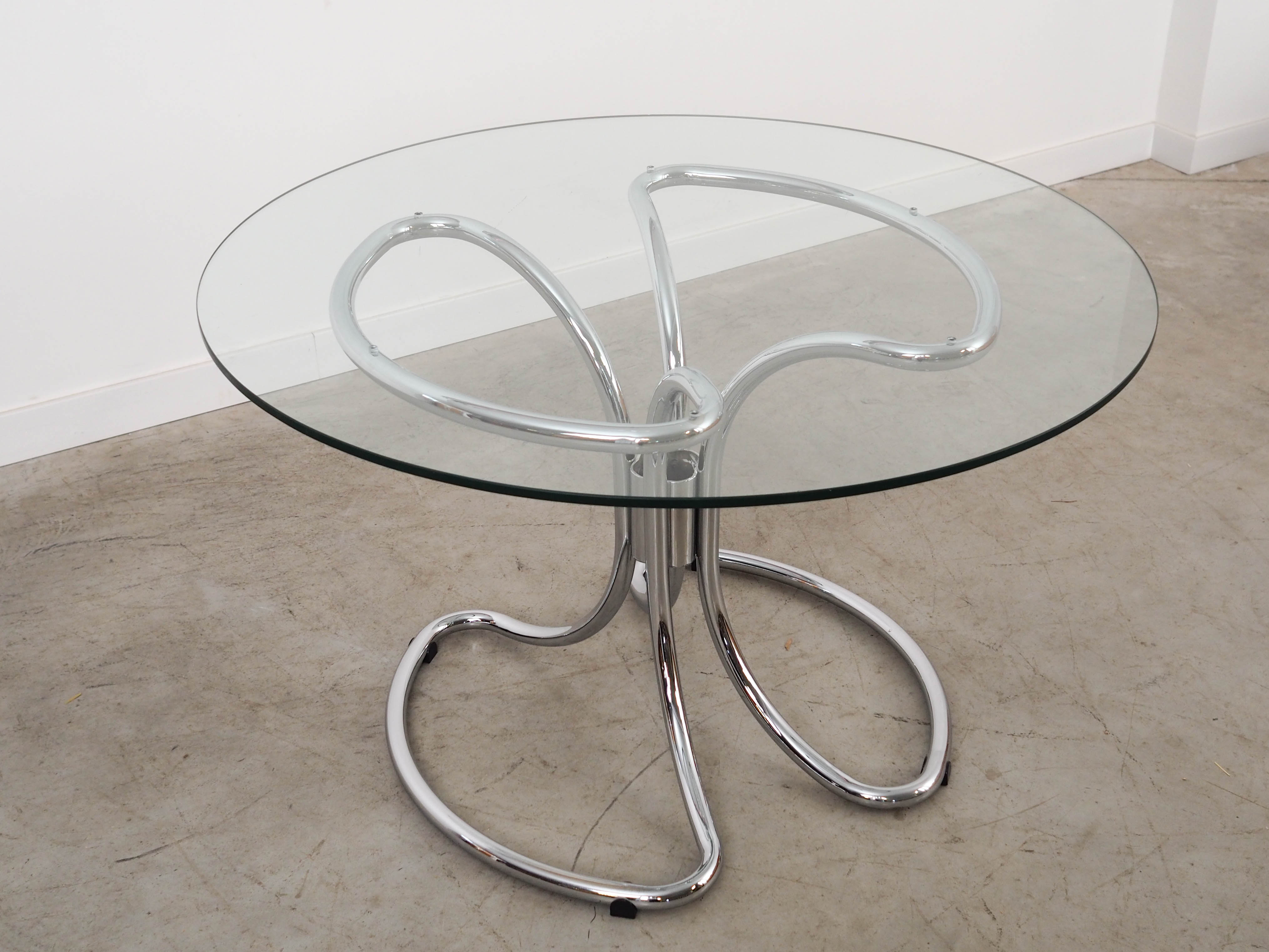 Glass table, Italian design, 1970s, manufactured by Gastone Rinaldi