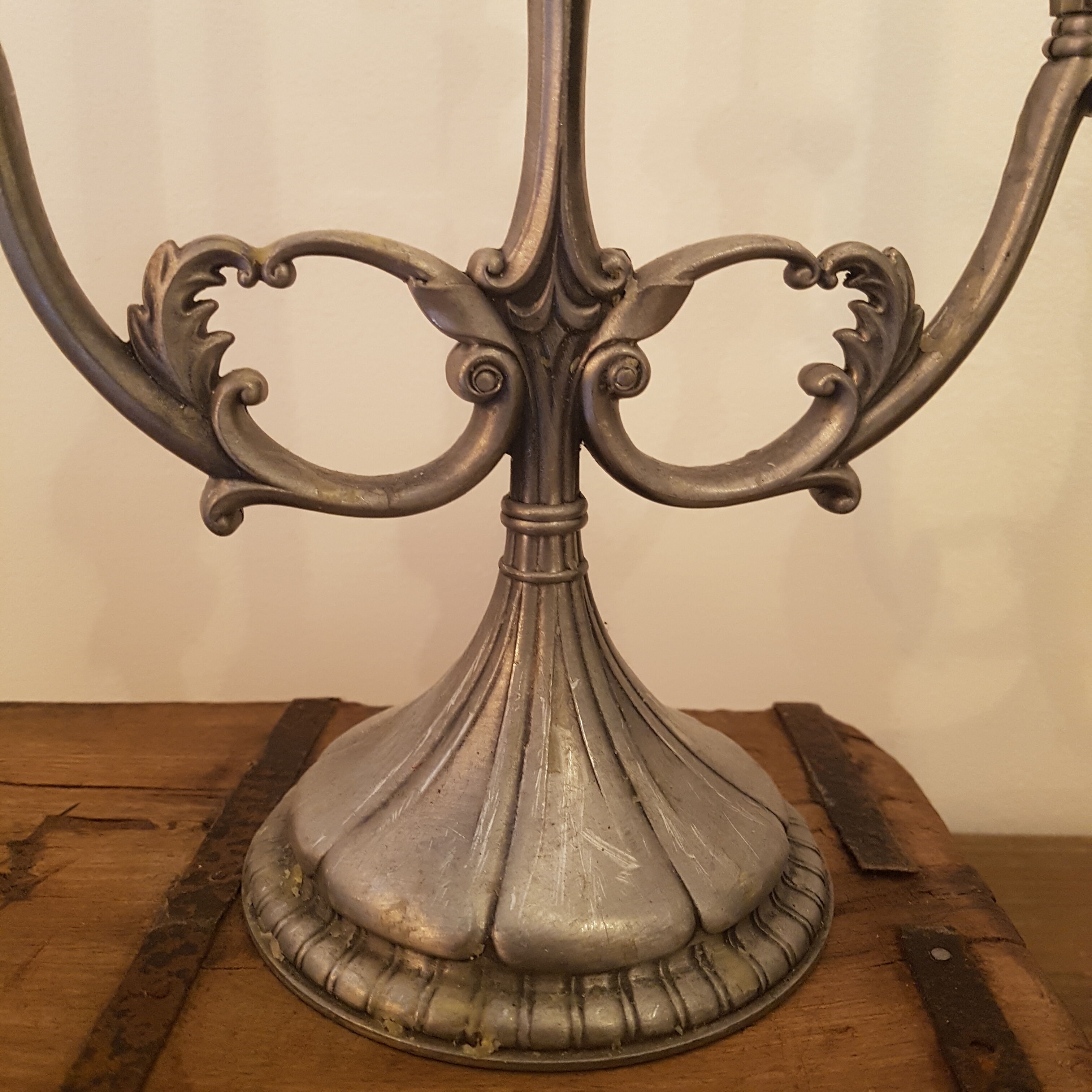 3-spoke pewter candlestick