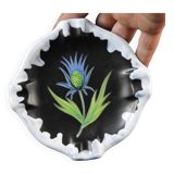 ceramic ashtray decorated with thistle signed GF year 60 measures 14.7 cm in diameter good condition The me