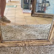 Louis Philippe mirror with faux wood decor 93 x 69 cm
