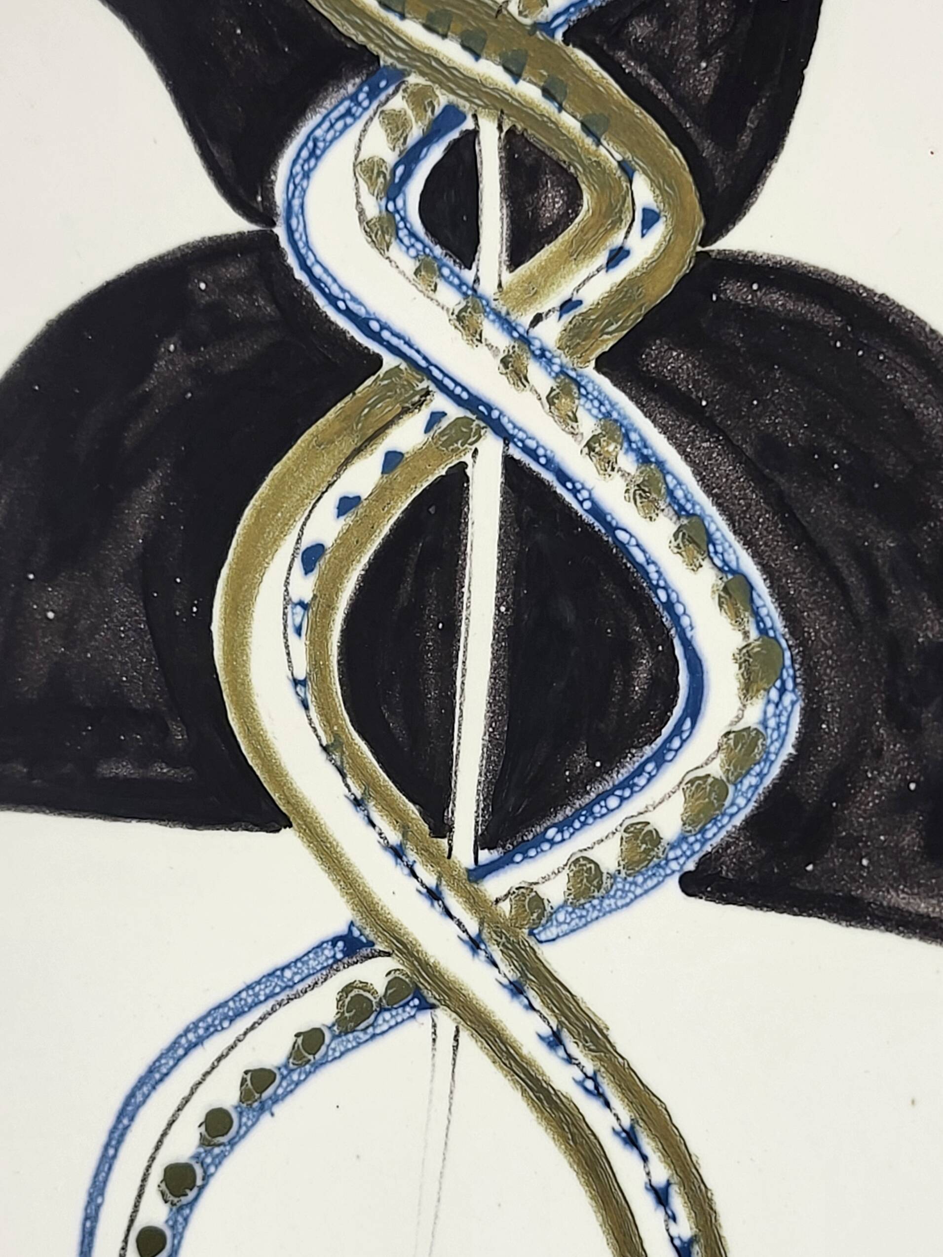 Cup Vide Poche Roger Capron Serpents decor ceramic France 1950