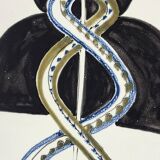 Cup Vide Poche Roger Capron Serpents decor ceramic France 1950