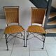 Paire chaises fer forgé et rotin vintage