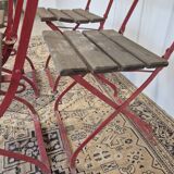 Set of 4 folding chairs for old bistro, guinguette, brasserie