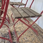 Set of 4 folding chairs for old bistro, guinguette, brasserie