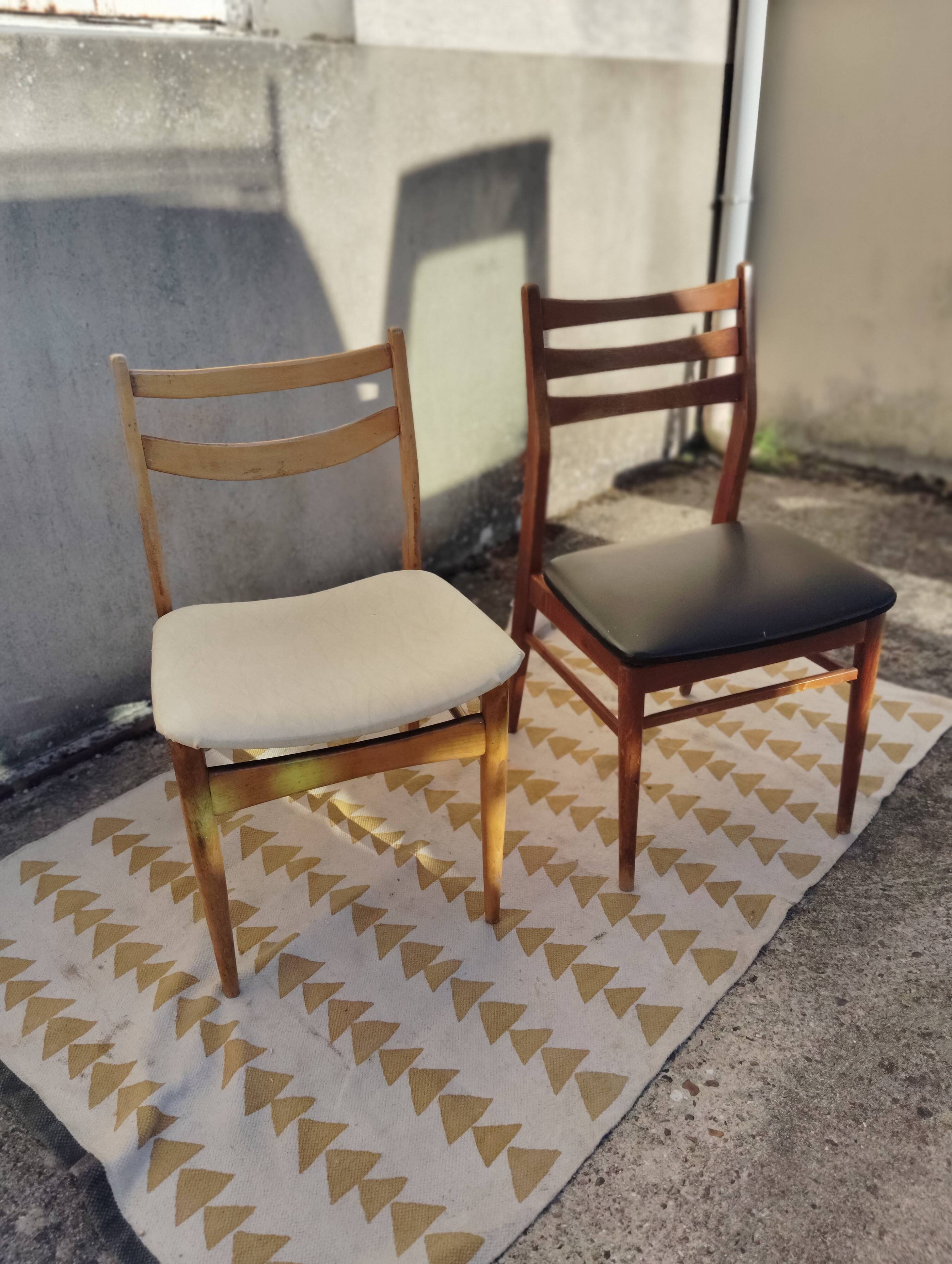 Set 6 chaises vintage scandinave dépareillées