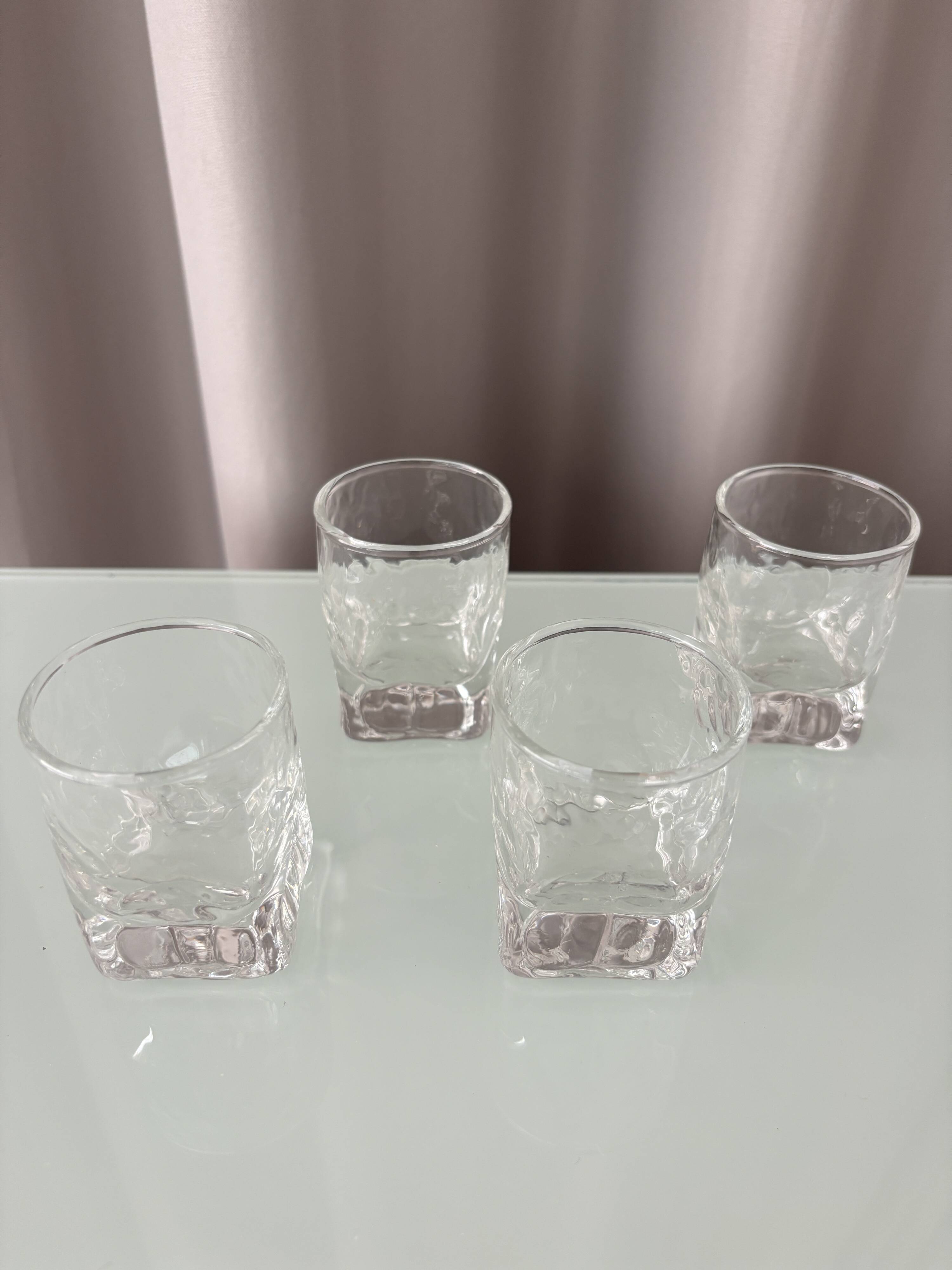 Set of 4 Vintage Brutalist Textured Shot Glasses