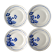 4 plates for dessert decoration blue flowers Orchies mills of the wolves