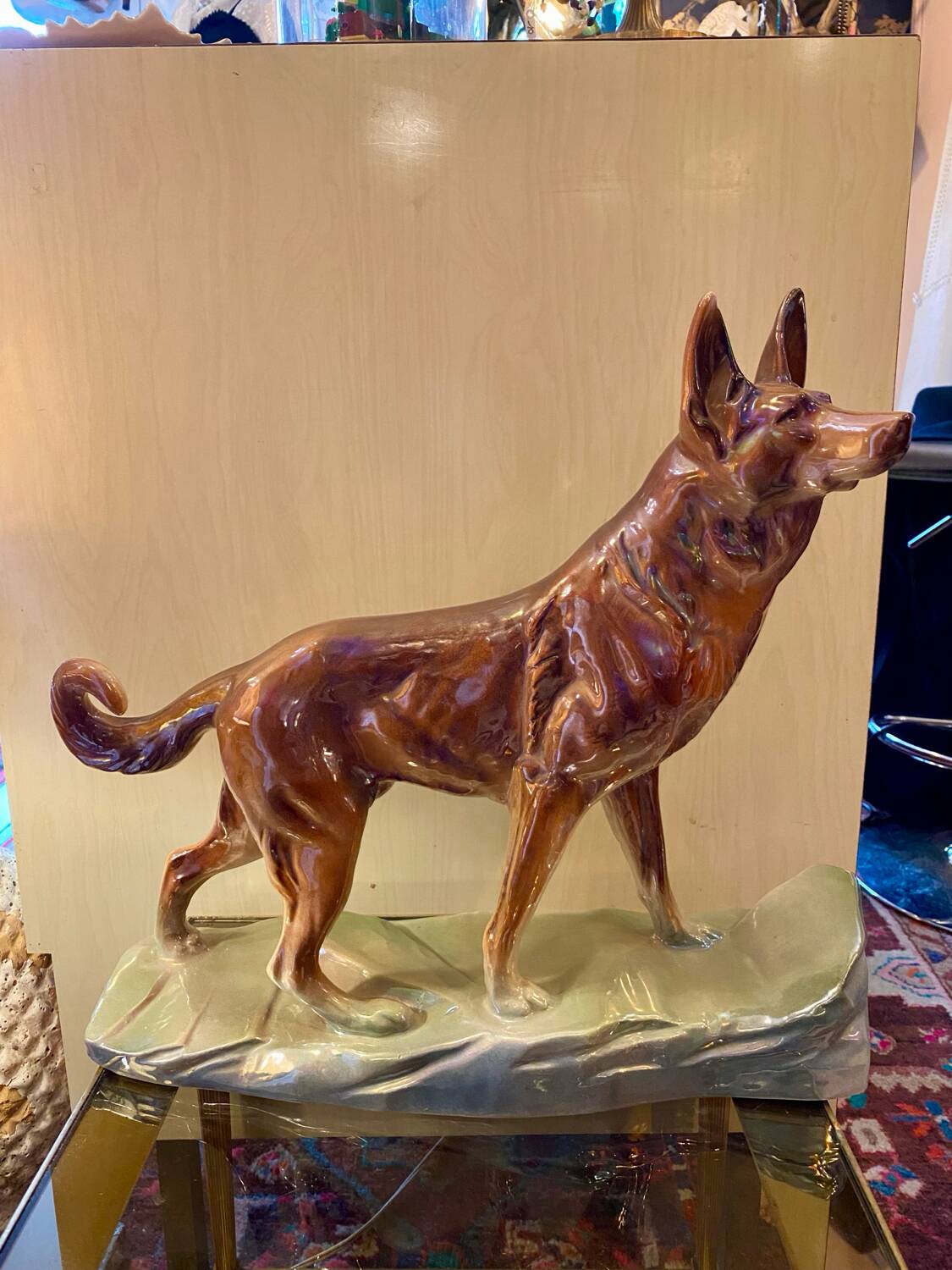 Vintage chien céramique berger allemand